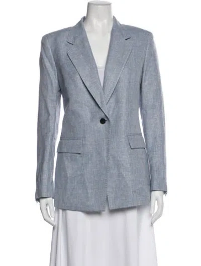 Pre-owned Lafayette 148 Linen Blazer In Blue