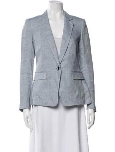 Pre-owned Lafayette 148 Linen Blazer In Blue