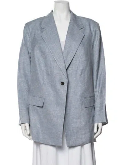 Pre-owned Lafayette 148 Linen Blazer In Blue