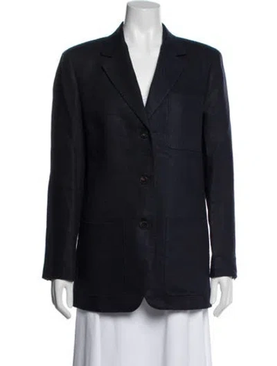 Pre-owned Lafayette 148 Linen Blazer In Blue