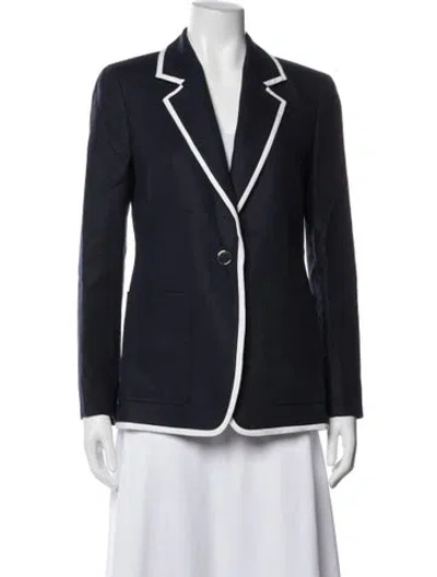 Pre-owned Lafayette 148 Linen Blazer In Blue