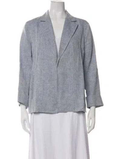 Pre-owned Lafayette 148 Linen Blazer In Blue