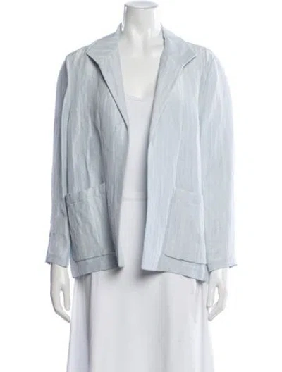 Pre-owned Lafayette 148 Linen Blazer In Blue