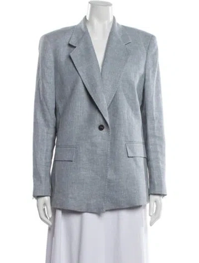 Pre-owned Lafayette 148 Linen Blazer In Blue