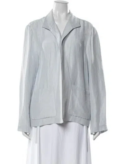 Pre-owned Lafayette 148 Linen Blazer In Blue