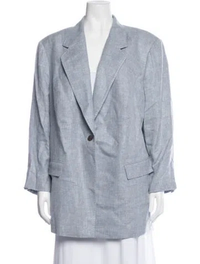 Pre-owned Lafayette 148 Linen Blazer In Blue