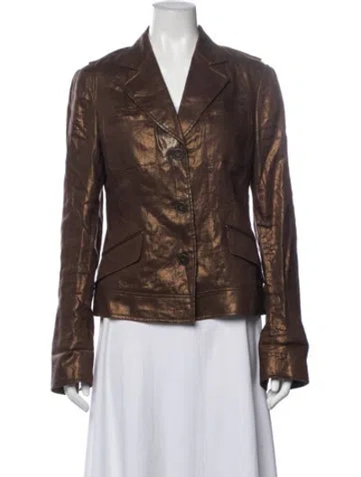 Pre-owned Lafayette 148 Linen Blazer In Brown