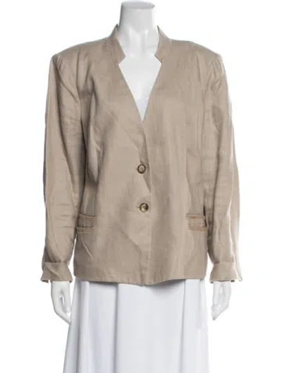 Pre-owned Lafayette 148 Linen Blazer In Brown