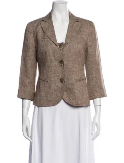 Pre-owned Lafayette 148 Linen Blazer In Brown