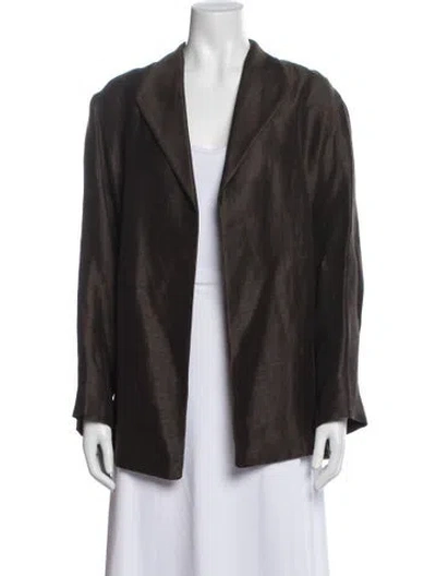 Pre-owned Lafayette 148 Linen Blazer In Brown