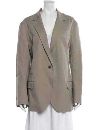 Pre-owned Lafayette 148 Linen Blazer In Gray