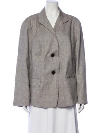 Pre-owned Lafayette 148 Linen Blazer In Gray