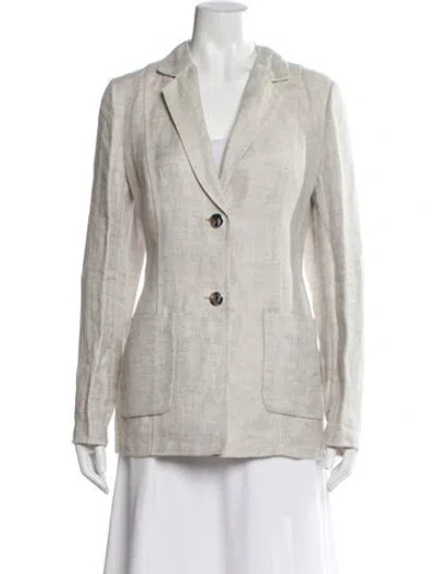 Pre-owned Lafayette 148 Linen Blazer In Gray