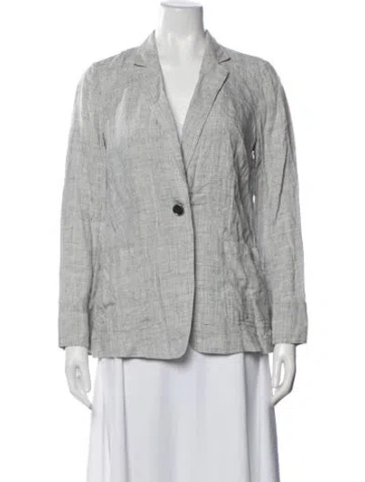 Pre-owned Lafayette 148 Linen Blazer In Gray