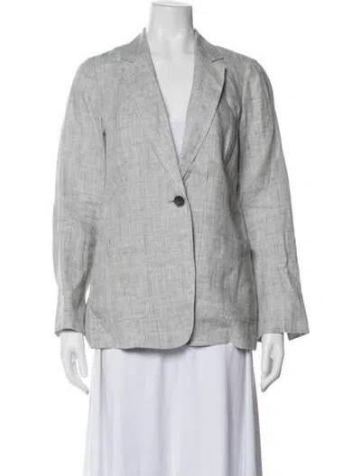 Pre-owned Lafayette 148 Linen Blazer In Gray