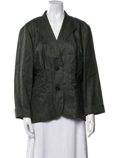 Pre-owned Lafayette 148 Linen Blazer In Green