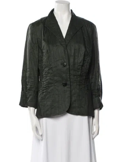 Pre-owned Lafayette 148 Linen Blazer In Green