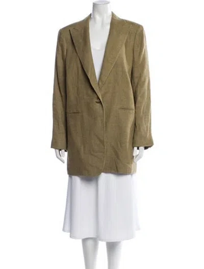 Pre-owned Lafayette 148 Linen Blazer In Green