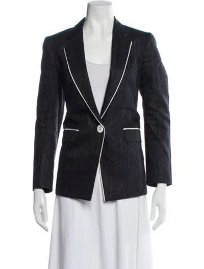 Pre-owned Lafayette 148 Linen Blazer In Grey