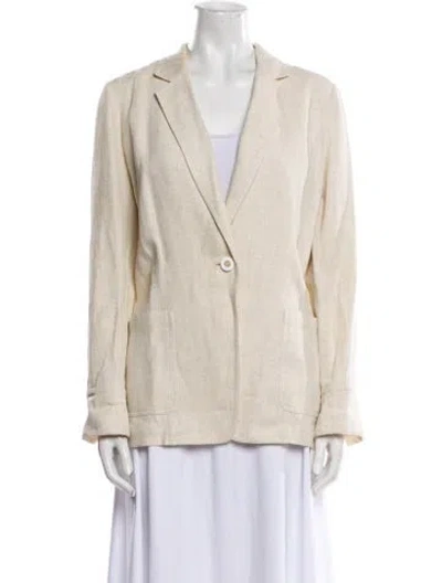 Pre-owned Lafayette 148 Linen Blazer In Neutral