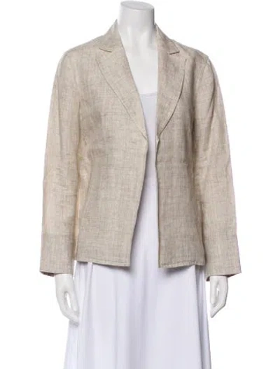 Pre-owned Lafayette 148 Linen Blazer In Neutral