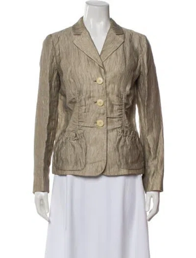 Pre-owned Lafayette 148 Linen Blazer In Neutral