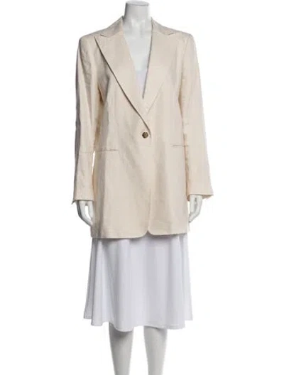 Pre-owned Lafayette 148 Linen Blazer In Neutral