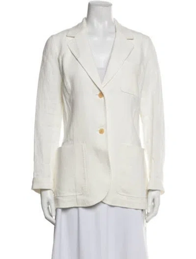 Pre-owned Lafayette 148 Linen Blazer In Neutral