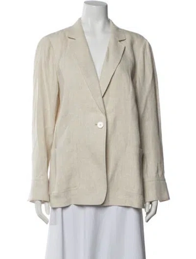 Pre-owned Lafayette 148 Linen Blazer In Neutral