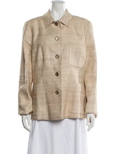 Pre-owned Lafayette 148 Linen Blazer In Neutral