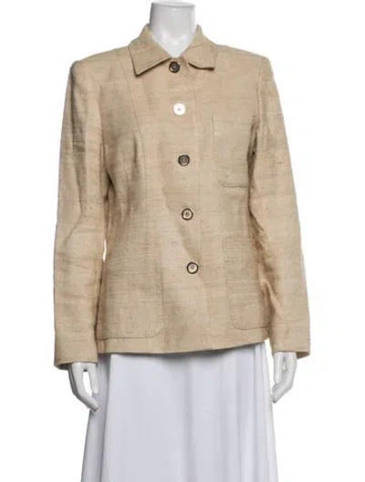 Pre-owned Lafayette 148 Linen Blazer In Neutral