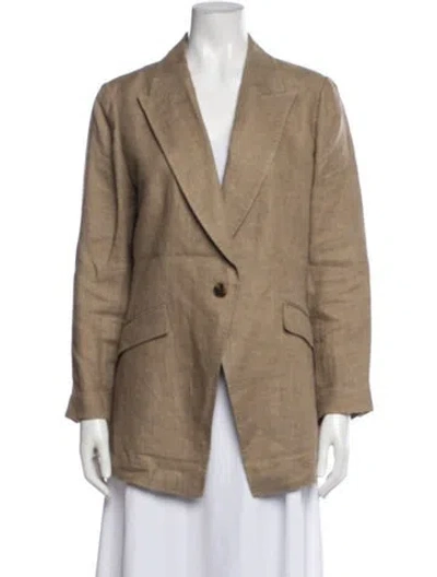Pre-owned Lafayette 148 Linen Blazer In Neutral