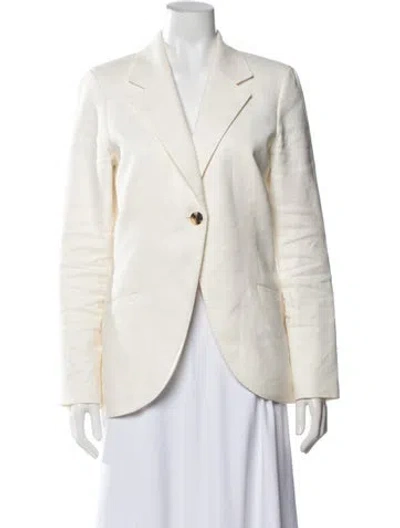Pre-owned Lafayette 148 Linen Blazer In Neutrals/white