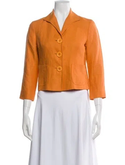 Pre-owned Lafayette 148 Linen Blazer In Orange