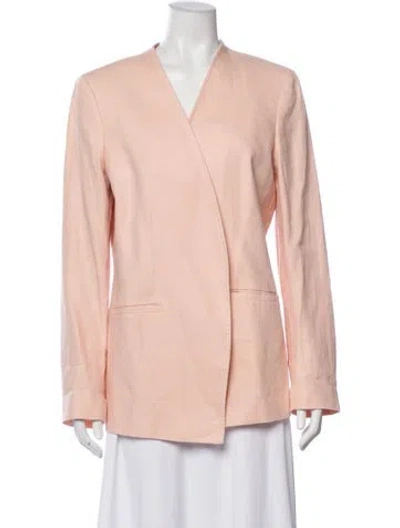Pre-owned Lafayette 148 Linen Blazer In Pink