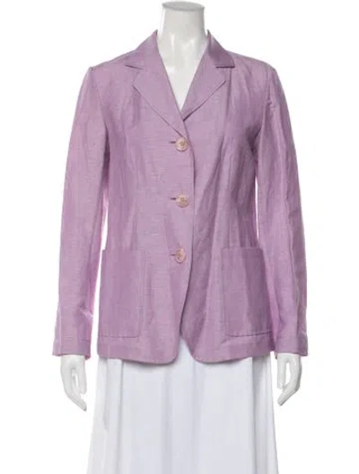 Pre-owned Lafayette 148 Linen Blazer In Purple