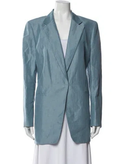 Pre-owned Lafayette 148 Linen Blazer W/ Tags In Blue