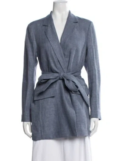 Pre-owned Lafayette 148 Linen Blazer W/ Tags In Blue