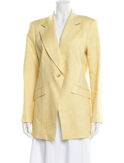 Pre-owned Lafayette 148 Linen Blazer W/ Tags In Yellow