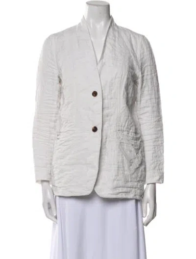 Pre-owned Lafayette 148 Linen Blazer In White