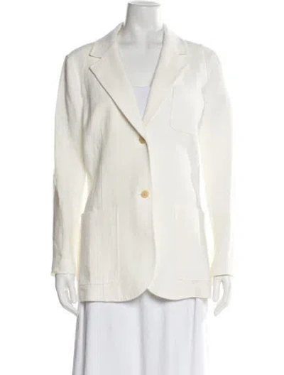 Pre-owned Lafayette 148 Linen Blazer In White