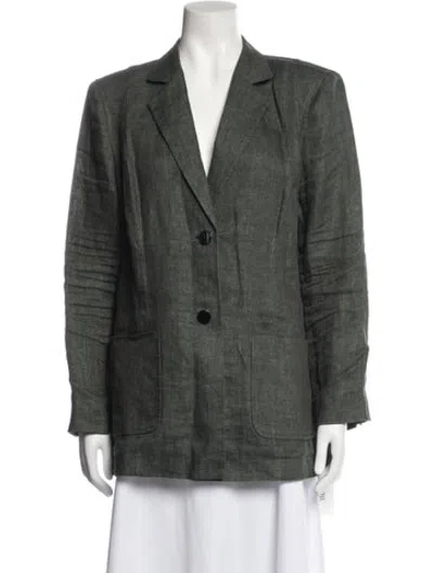 Pre-owned Lafayette 148 Linen Coat In Green