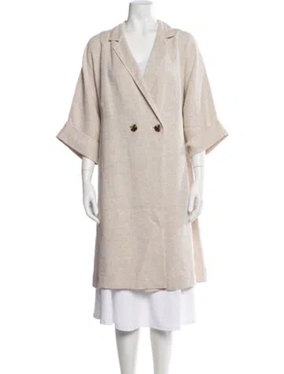 Pre-owned Lafayette 148 Linen Coat In Neutral