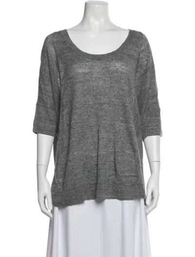 Pre-owned Lafayette 148 Linen Crew Neck Sweater In Grey