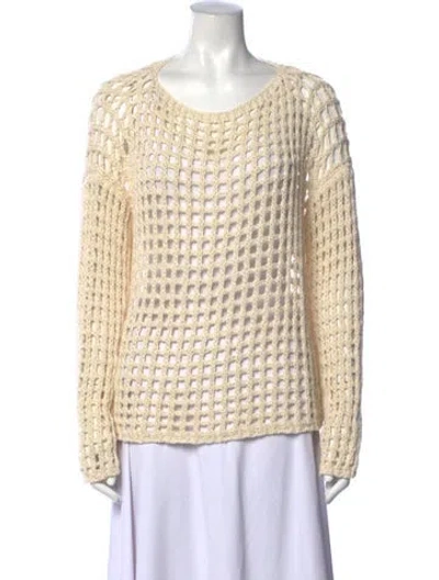 Pre-owned Lafayette 148 Linen Crew Neck Sweater In Neutrals