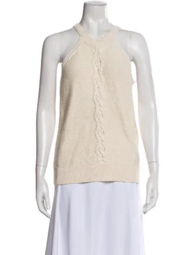 Pre-owned Lafayette 148 Linen Crew Neck Sweater W/ Tags In Neutral