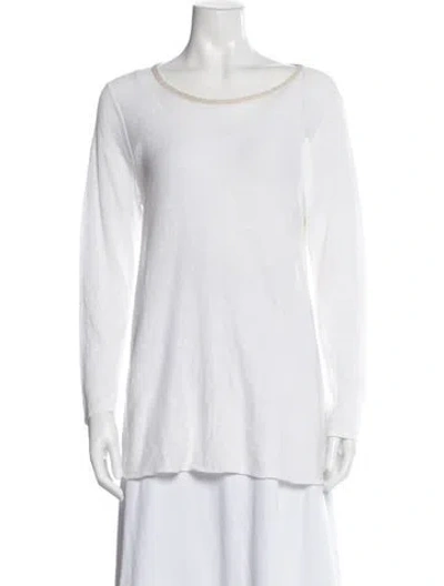 Pre-owned Lafayette 148 Linen Crew Neck Sweater W/ Tags In White