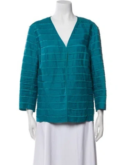 Pre-owned Lafayette 148 Linen Evening Jacket In Blue
