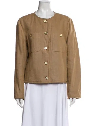 Pre-owned Lafayette 148 Linen Evening Jacket In Neutral