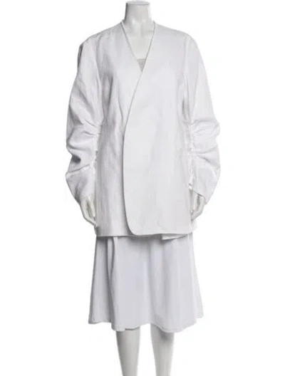 Pre-owned Lafayette 148 Linen Evening Jacket In White